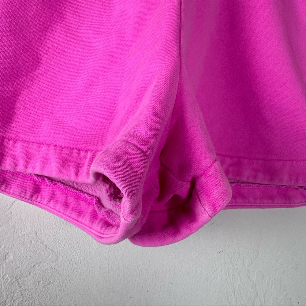 Gap Sweat Set 2 Piece Bright Neon Hot Pink Fleece Shorts Shirt Cotton Lounge - Picture 4 of 13